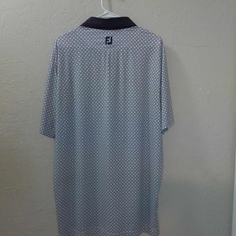 FootJoy Men’s Golf Polo Shirt Blue Pattern TPC Golf Club Logo Performance Size L - Picture 3 of 5